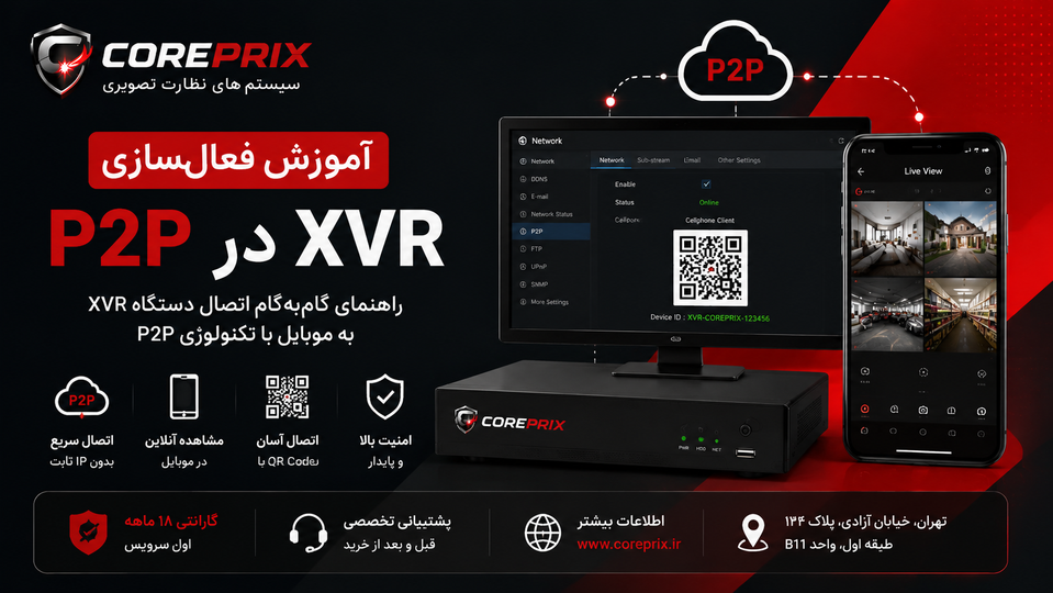 آموزش فعالسازی P2P در XVR | اتصال XVR به موبایل در سیستمهای COREPRIX